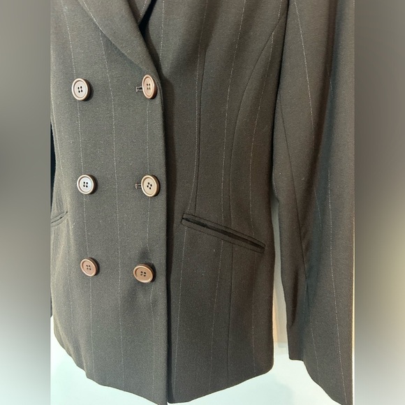 LIMITED Wool Double Breasted Blazer Brown w Pinstripe Women’s Size 6 - Picture 3 of 11